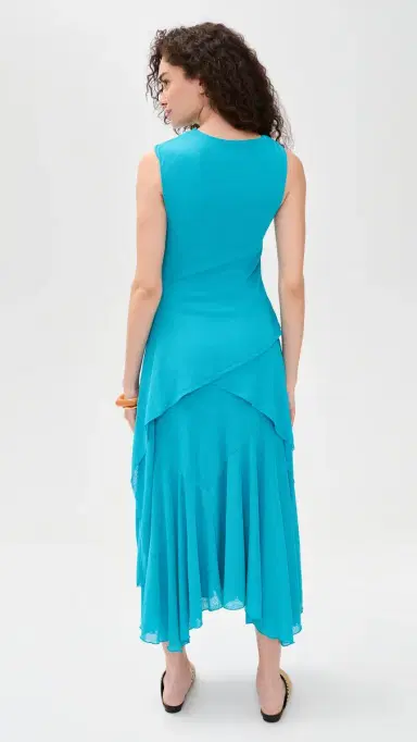 GANNI Marl Mesh Draped Knot Dress River Blue | Thumbnail 3 GANNI Marl Mesh Draped Knot Dress River Blue | Thumbnail 3