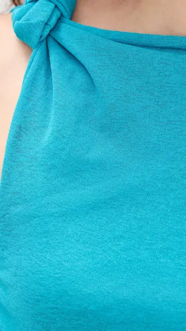 GANNI Marl Mesh Draped Knot Dress River Blue | Thumbnail 6 GANNI Marl Mesh Draped Knot Dress River Blue | Thumbnail 6