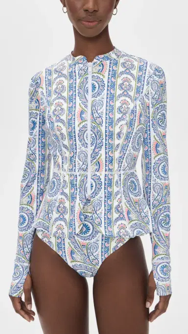 Hill House Home The Alexia Rash Guard Top Corsica Paisley Blue | Thumbnail 2 Hill House Home The Alexia Rash Guard Top Corsica Paisley Blue | Thumbnail 2