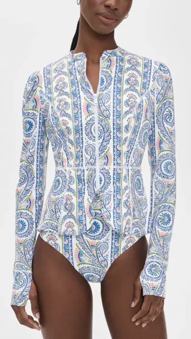 Hill House Home The Alexia Rash Guard Top Corsica Paisley Blue | Thumbnail 5 Hill House Home The Alexia Rash Guard Top Corsica Paisley Blue | Thumbnail 5