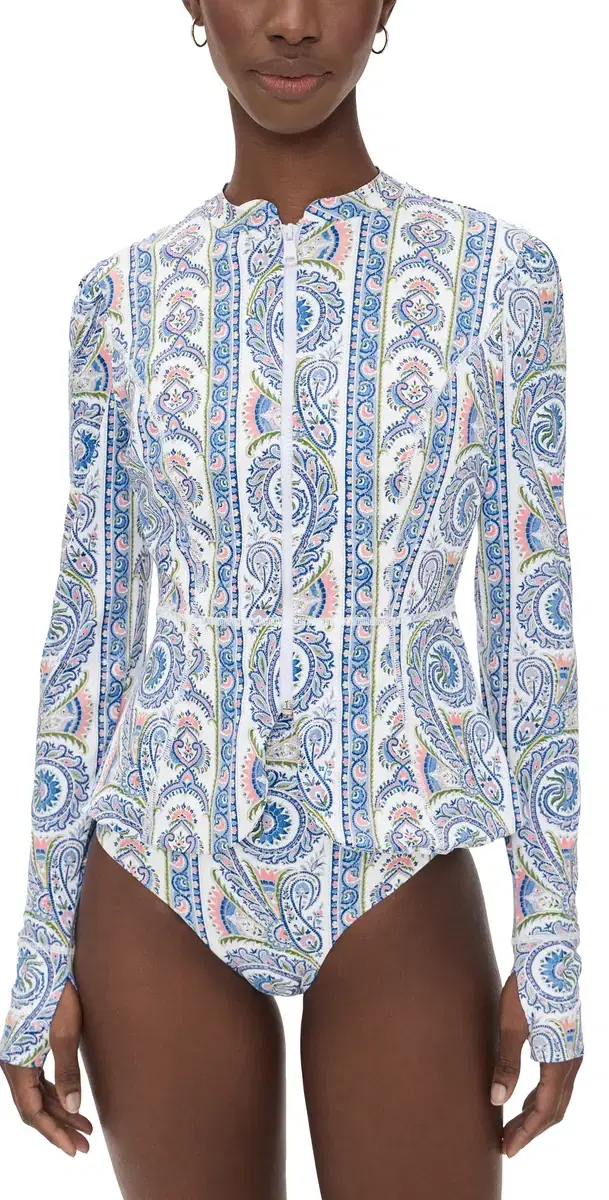 Hill House Home The Alexia Rash Guard Top Corsica Paisley Blue