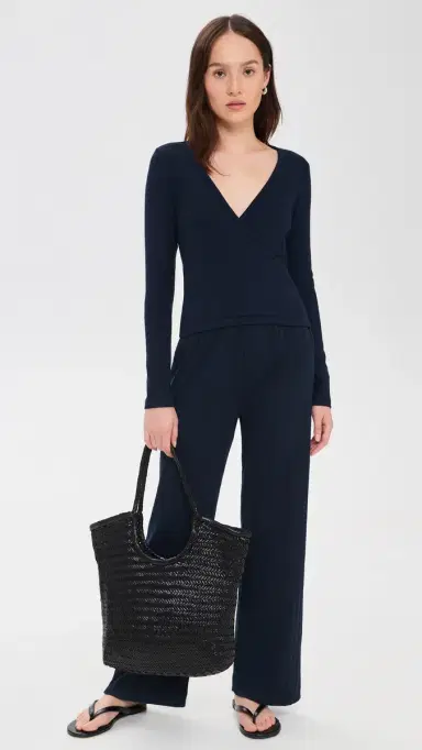 DONNI. The Baby Rib Crisscross Top Navy | Thumbnail 5 DONNI. The Baby Rib Crisscross Top Navy | Thumbnail 5