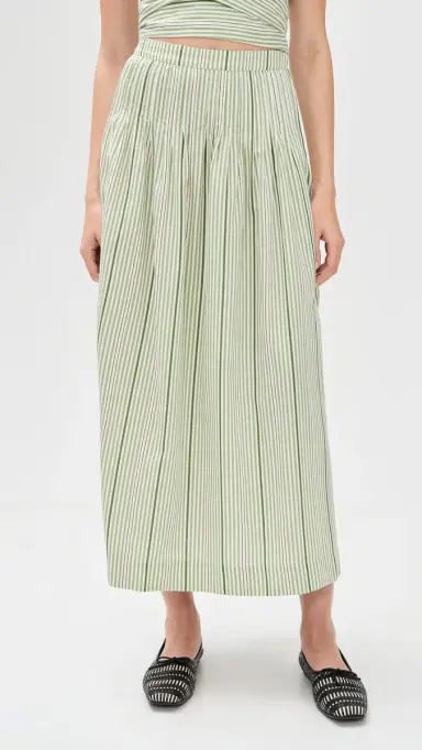 Hill House Home The Ame Skirt Green Jacquard Stripe L | Thumbnail 2 Hill House Home The Ame Skirt Green Jacquard Stripe L | Thumbnail 2