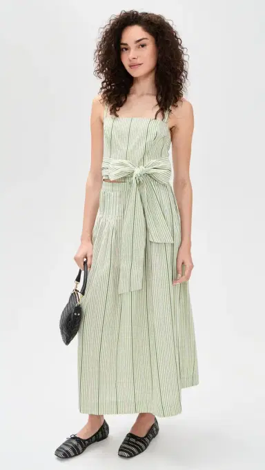 Hill House Home The Ame Skirt Green Jacquard Stripe L | Thumbnail 5 Hill House Home The Ame Skirt Green Jacquard Stripe L | Thumbnail 5