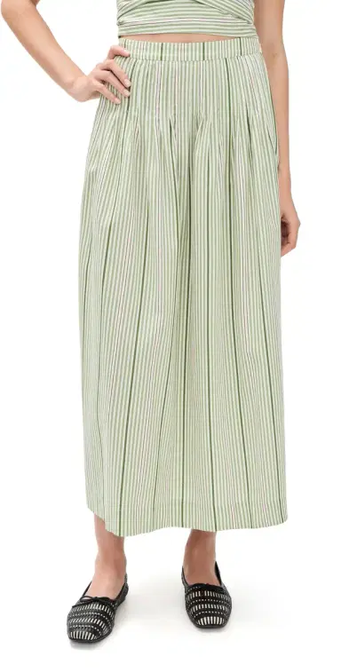 Hill House Home The Ame Skirt Green Jacquard Stripe L | Thumbnail 1 Hill House Home The Ame Skirt Green Jacquard Stripe L | Thumbnail 1