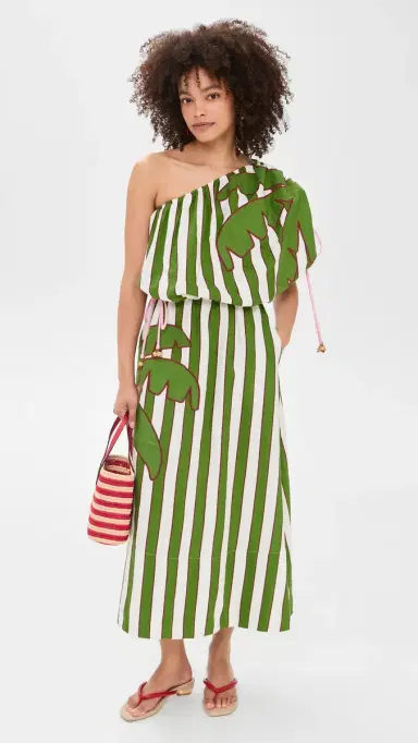 FARM Rio One Shoulder Midi Dress Off-White | Thumbnail 5