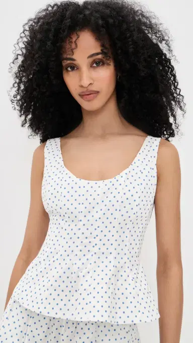 CAROLINE CONSTAS Brielle Sleeveless Top White Periwinkle | Thumbnail 2