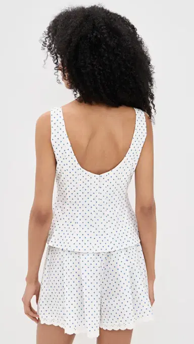 CAROLINE CONSTAS Brielle Sleeveless Top White Periwinkle | Thumbnail 3