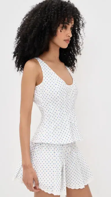 CAROLINE CONSTAS Brielle Sleeveless Top White Periwinkle | Thumbnail 4