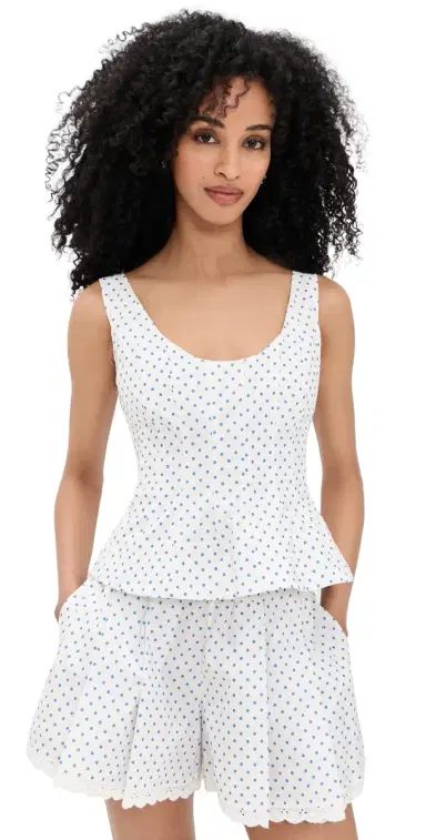 CAROLINE CONSTAS Brielle Sleeveless Top White Periwinkle | Thumbnail 1