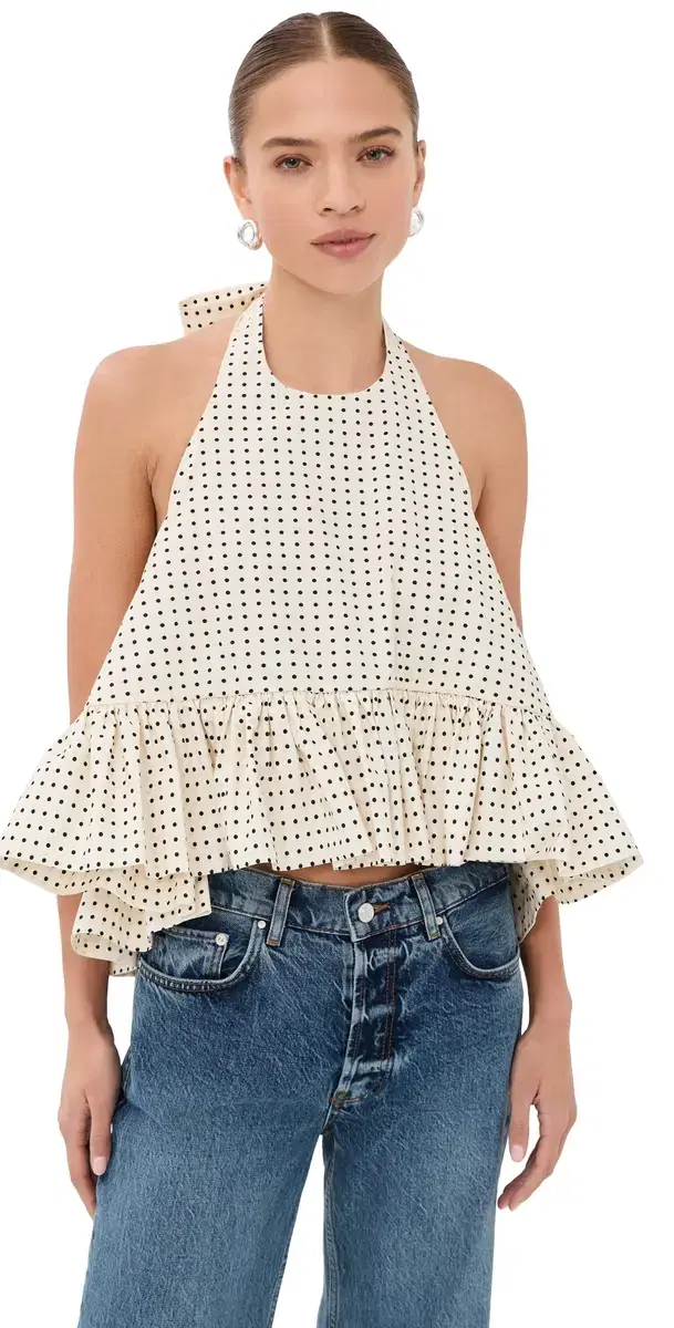 Azeeza Winston Printed Poplin Top Polka Dot