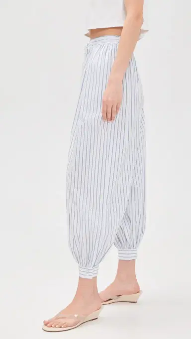 Cinq à Sept eo Stripe Verne Balloon Pants White/Cornflower | Thumbnail 4 Cinq à Sept eo Stripe Verne Balloon Pants White/Cornflower | Thumbnail 4
