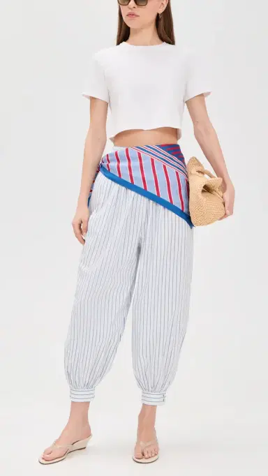 Cinq à Sept eo Stripe Verne Balloon Pants White/Cornflower | Thumbnail 5 Cinq à Sept eo Stripe Verne Balloon Pants White/Cornflower | Thumbnail 5