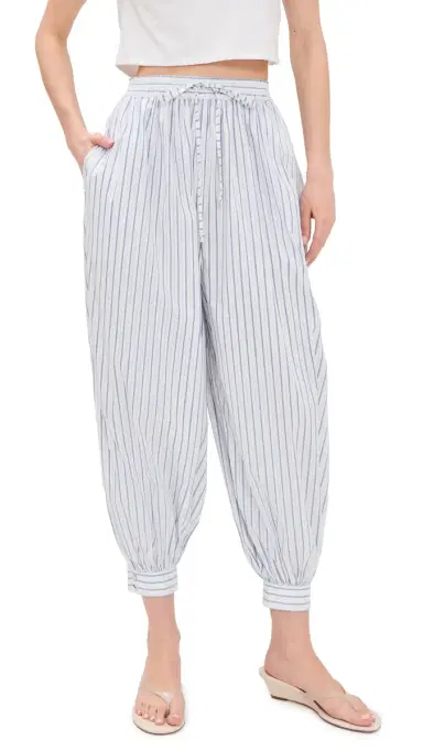 Cinq à Sept eo Stripe Verne Balloon Pants White/Cornflower | Thumbnail 1 Cinq à Sept eo Stripe Verne Balloon Pants White/Cornflower | Thumbnail 1