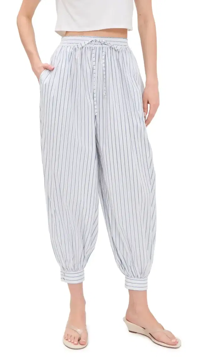 Cinq à Sept eo Stripe Verne Balloon Pants White/Cornflower