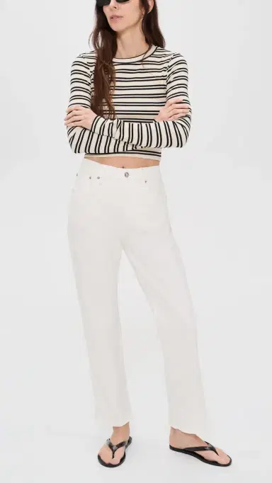 Madewell The Petite Longline Straight Jean in Tile White Tile White | Thumbnail 5 Madewell The Petite Longline Straight Jean in Tile White Tile White | Thumbnail 5