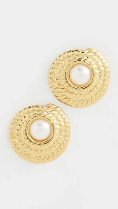 Galley Los Angeles Steph Earrings Gold/Pearl One Size | Thumbnail 2