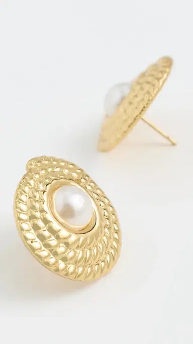 Galley Los Angeles Steph Earrings Gold/Pearl One Size | Thumbnail 4