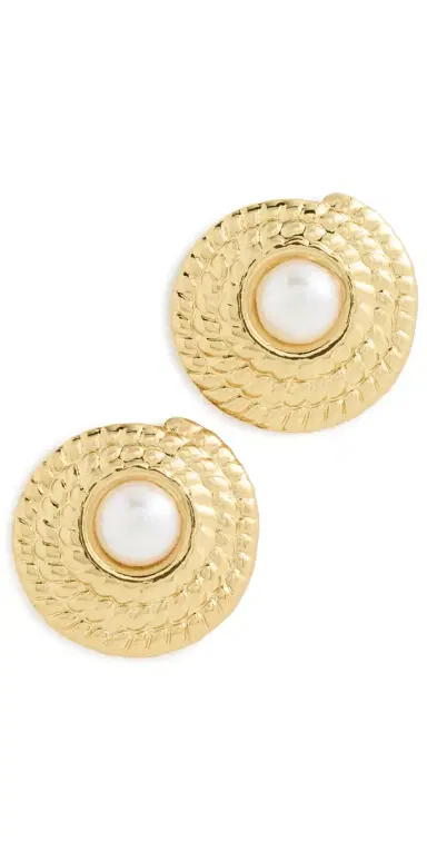 Galley Los Angeles Steph Earrings Gold/Pearl One Size | Thumbnail 1