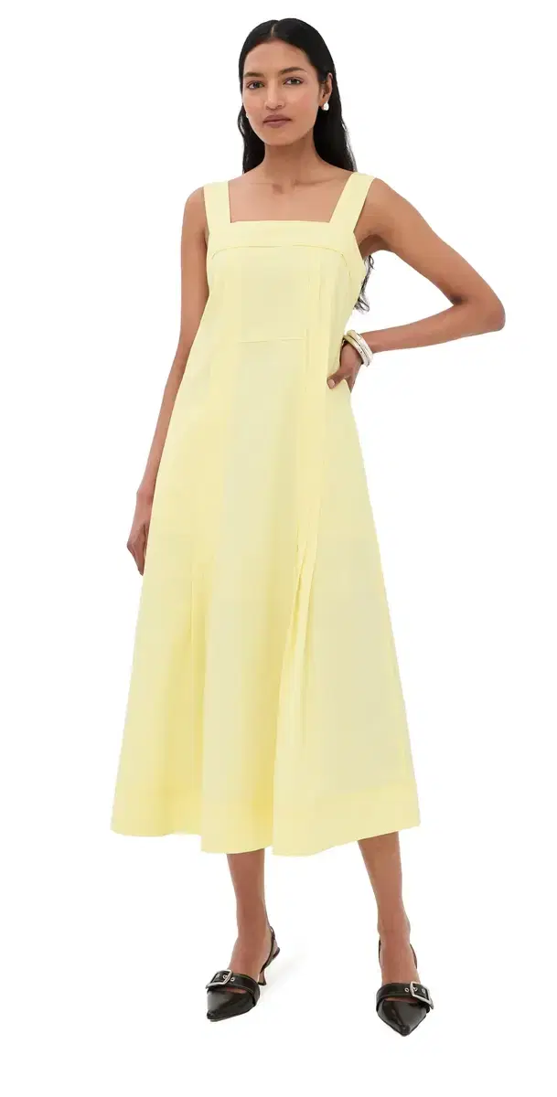 3.1 Phillip Lim Square Neck Structured Cotton Midi Dress Yuzu
