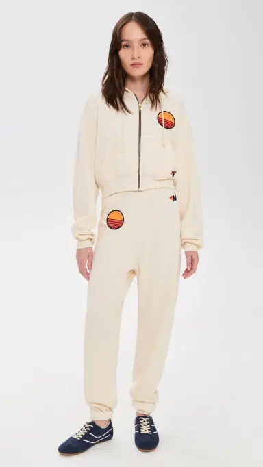 Aviator Nation Sunset Patch Relaxed Cropped Hoodie Vintage White M | Thumbnail 5