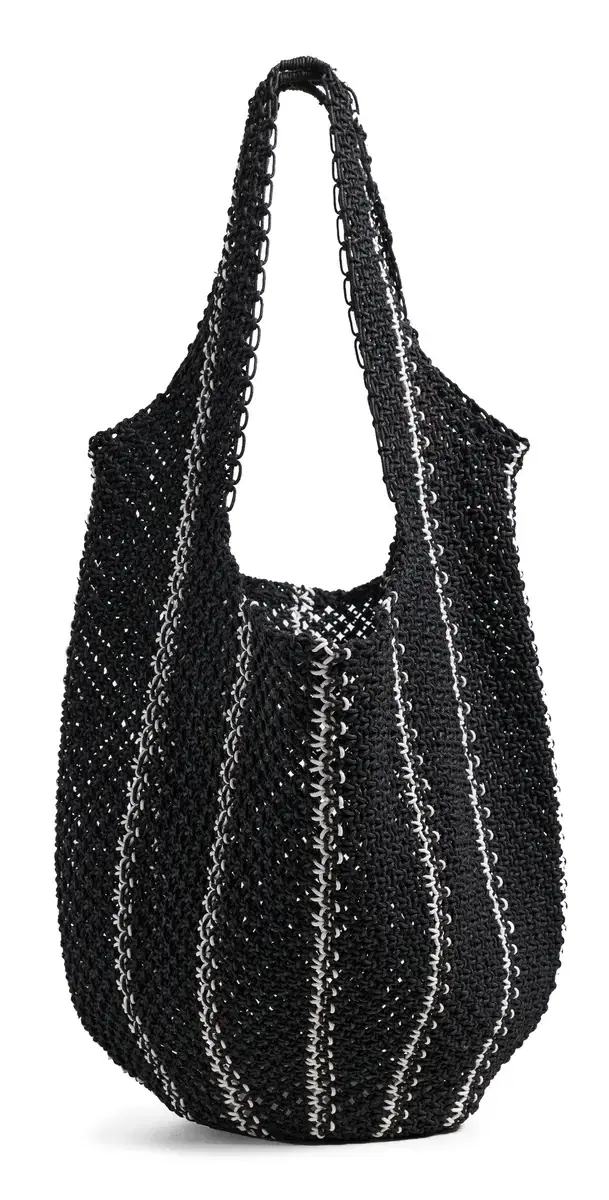 Madewell The Curved Crochet Shoulder Bag Ecru Stripe One Size