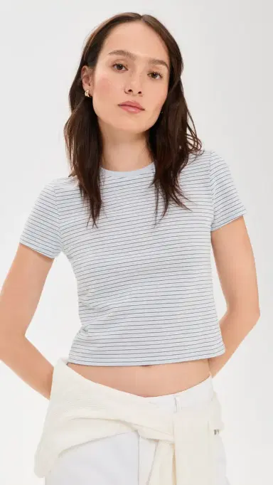 ATM Anthony Thomas Melillo Striped Baby Tee Cool Water Multi L | Thumbnail 2