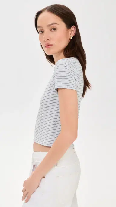 ATM Anthony Thomas Melillo Striped Baby Tee Cool Water Multi L | Thumbnail 4