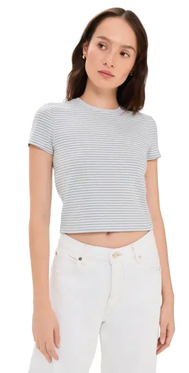 ATM Anthony Thomas Melillo Striped Baby Tee Cool Water Multi L | Thumbnail 1