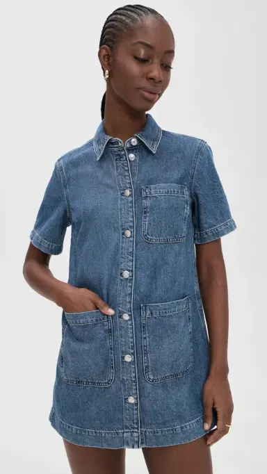 Madewell Airy Denim Boxy ini Shirtdress Pickett Wash | Thumbnail 2