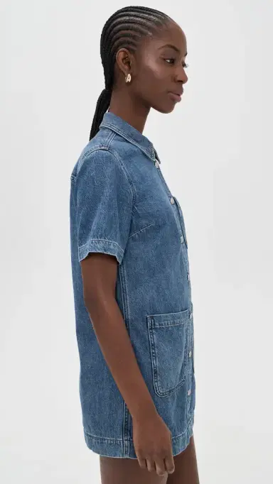 Madewell Airy Denim Boxy ini Shirtdress Pickett Wash | Thumbnail 4