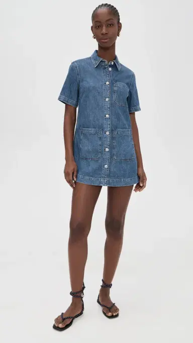 Madewell Airy Denim Boxy ini Shirtdress Pickett Wash | Thumbnail 5