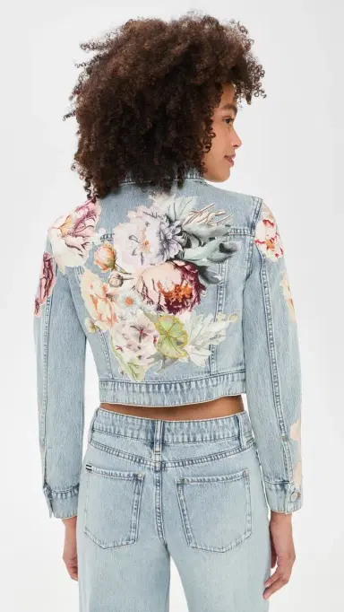 Alice + Olivia Chloe Applique Denim Jacket ierra Vintage Multi | Thumbnail 3 Alice + Olivia Chloe Applique Denim Jacket ierra Vintage Multi | Thumbnail 3