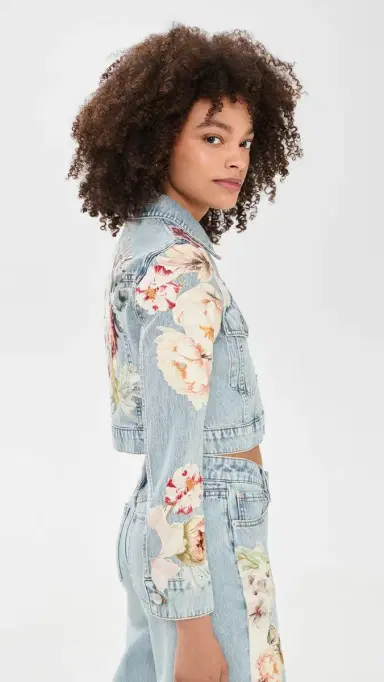 Alice + Olivia Chloe Applique Denim Jacket ierra Vintage Multi | Thumbnail 4 Alice + Olivia Chloe Applique Denim Jacket ierra Vintage Multi | Thumbnail 4