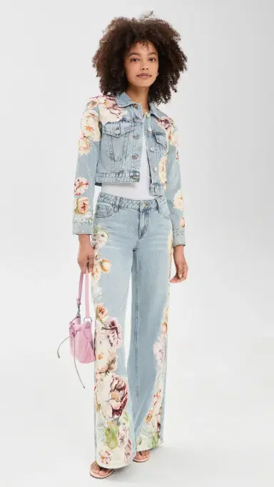 Alice + Olivia Chloe Applique Denim Jacket ierra Vintage Multi | Thumbnail 5 Alice + Olivia Chloe Applique Denim Jacket ierra Vintage Multi | Thumbnail 5