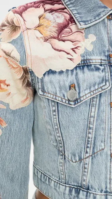 Alice + Olivia Chloe Applique Denim Jacket ierra Vintage Multi | Thumbnail 6 Alice + Olivia Chloe Applique Denim Jacket ierra Vintage Multi | Thumbnail 6