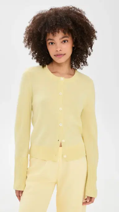 La Ligne Solid ean ines Cashmere Cardigan Butter | Thumbnail 2