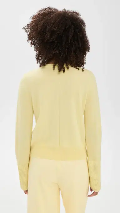 La Ligne Solid ean ines Cashmere Cardigan Butter | Thumbnail 3