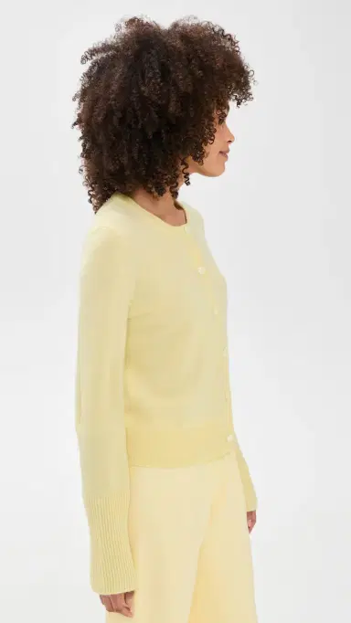 La Ligne Solid ean ines Cashmere Cardigan Butter | Thumbnail 4