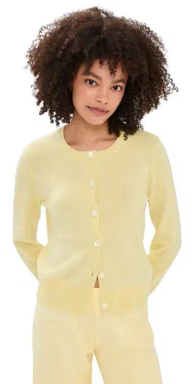 La Ligne Solid ean ines Cashmere Cardigan Butter | Thumbnail 1