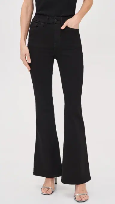 GOOD AMERICAN Never Fades Petite Flare Jeans Black001 2 | Thumbnail 2
