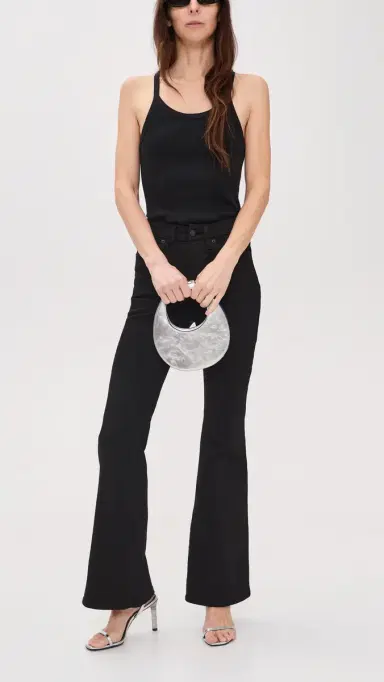 GOOD AMERICAN Never Fades Petite Flare Jeans Black001 2 | Thumbnail 5