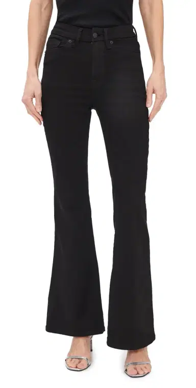 GOOD AMERICAN Never Fades Petite Flare Jeans Black001 2 | Thumbnail 1