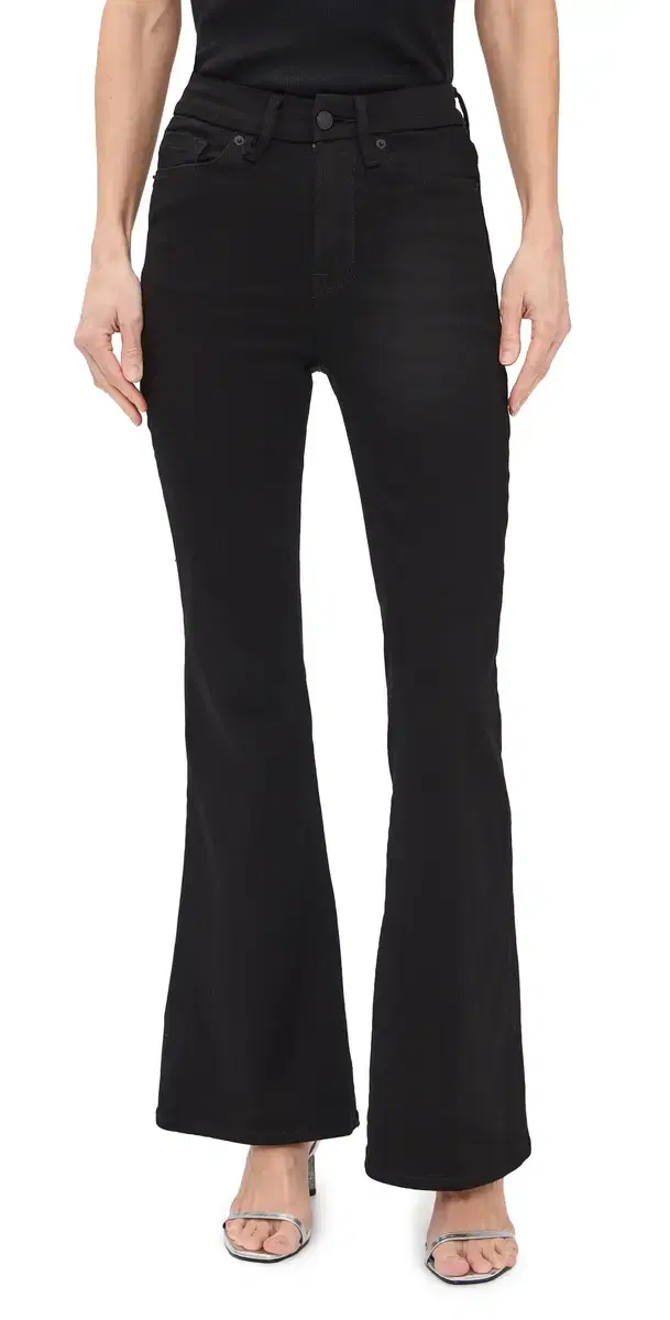 Never Fades Petite Flare Jeans Black001