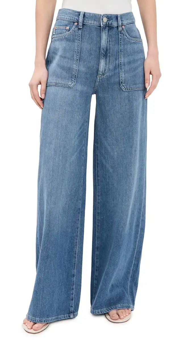 DL1961 DL Aura Hepburn High Rise Wide Leg Jeans Meadow lake