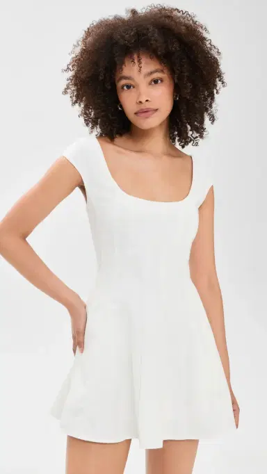 Guizio Leila Twill Mini Dress Ivory L | Thumbnail 2 Guizio Leila Twill Mini Dress Ivory L | Thumbnail 2