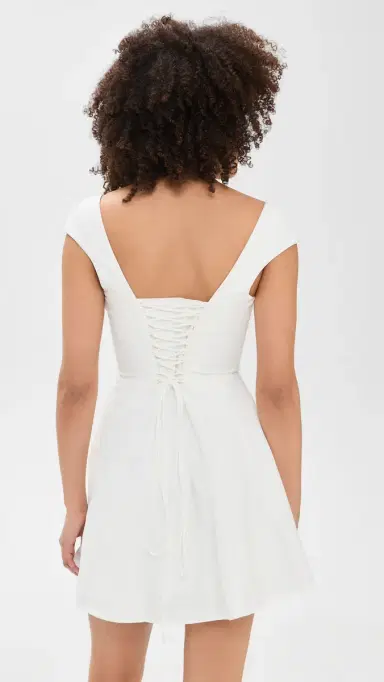 Guizio Leila Twill Mini Dress Ivory L | Thumbnail 3 Guizio Leila Twill Mini Dress Ivory L | Thumbnail 3