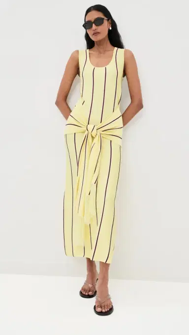 3.1 Phillip Lim Striped Midi Tank Dress with Fringe Waist Tie Yuzu ulti | Thumbnail 2