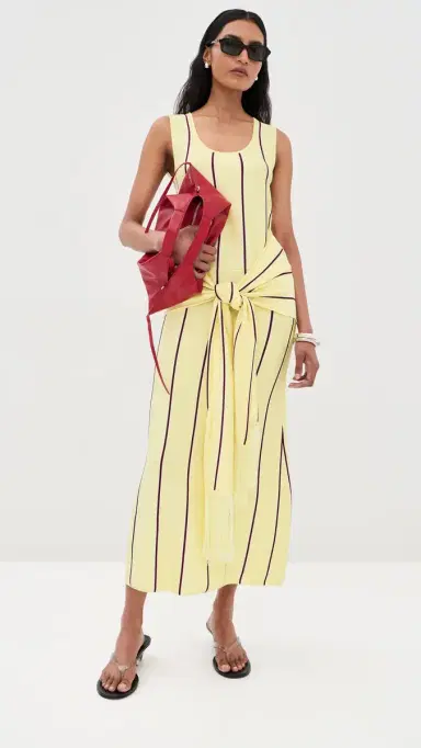 3.1 Phillip Lim Striped Midi Tank Dress with Fringe Waist Tie Yuzu ulti | Thumbnail 5