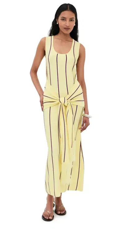 3.1 Phillip Lim Striped Midi Tank Dress with Fringe Waist Tie Yuzu ulti | Thumbnail 1